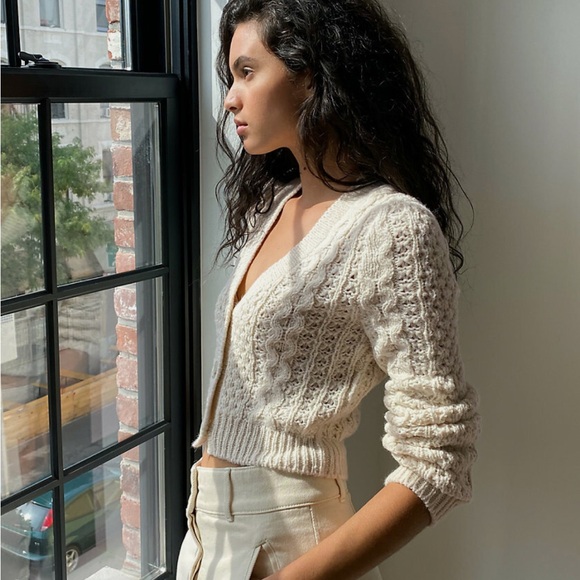 Wilfred Sweaters - Wilfred Adley Cream Cable Knit Cardigan sweater